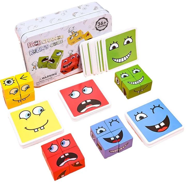 Puzzle Montessori cu Fețe Haioase