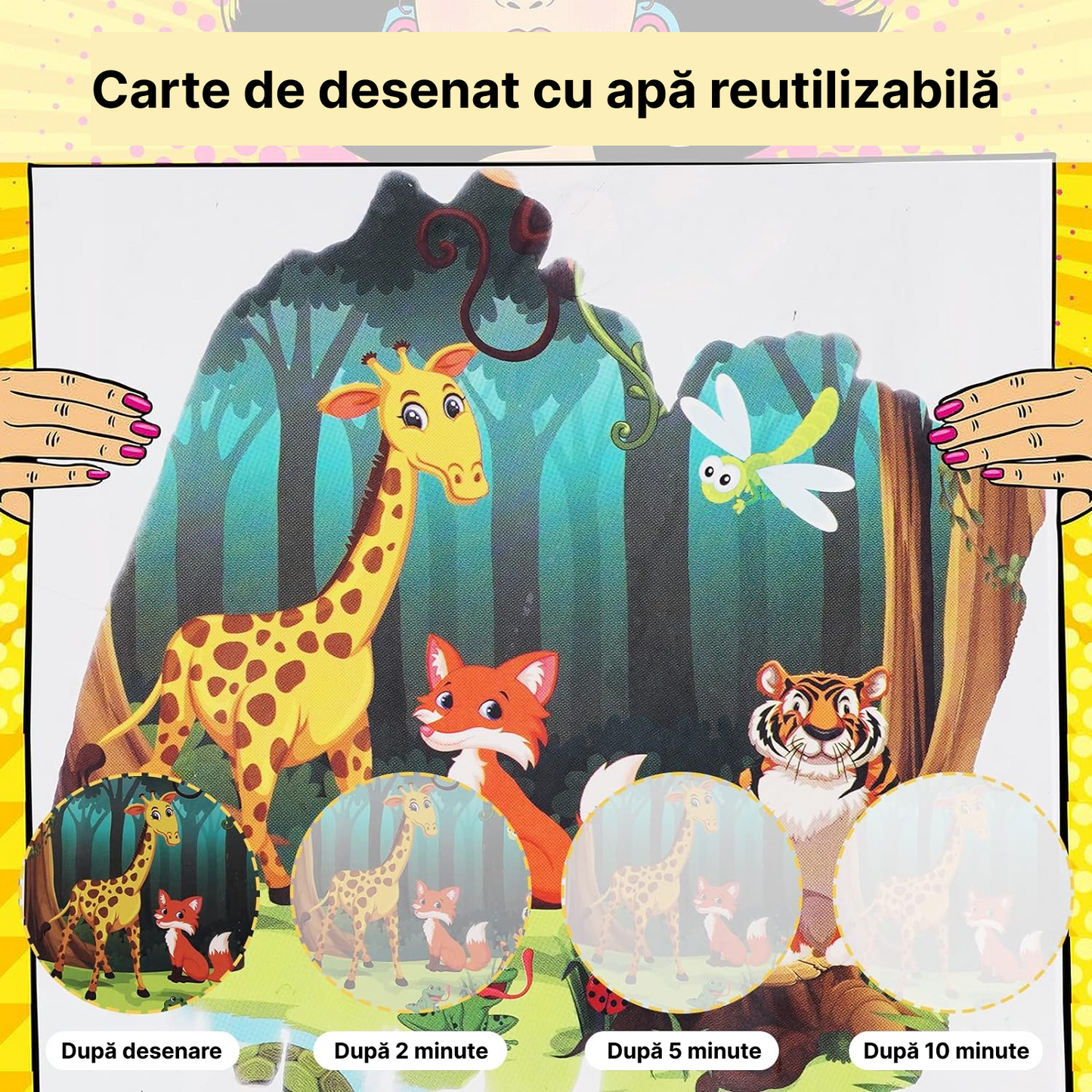 Set 3 Carti Magice Reutilizabile de Colorat cu Apa