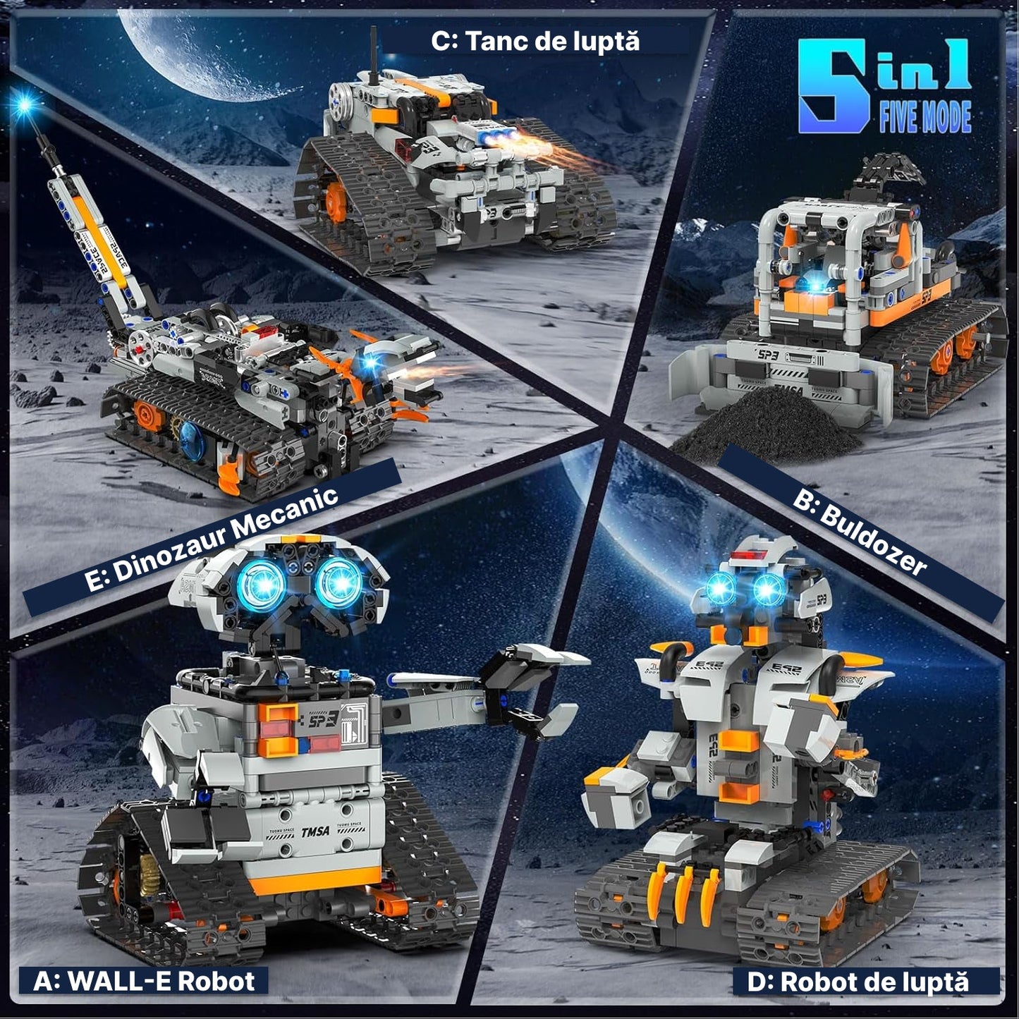 STEM Robotul TUOMU T2008 - Programabil 5 in 1 cu telecomanda
