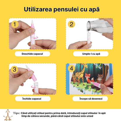 Set 3 Carti Magice Reutilizabile de Colorat cu Apa