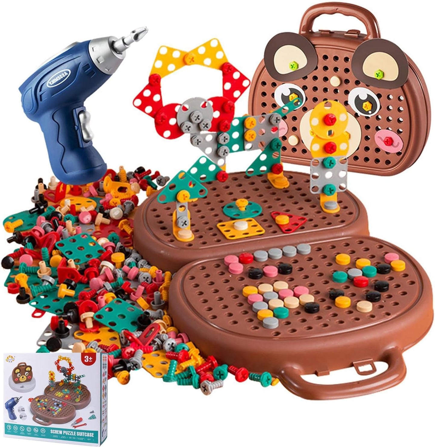 Set Puzzle Creativ cu Mini Bormașină Electrică – 203 Piese