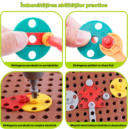 Set Puzzle Creativ cu Mini Bormașină Electrică – 203 Piese