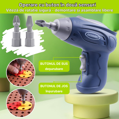 Set Puzzle Creativ cu Mini Bormașină Electrică – 203 Piese